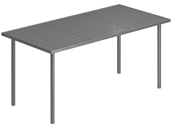 Outsunny Tavolo da giardino 165 x 80 cm per 6 persone, tavolo da pranzo con piano a doghe in metallo e telaio in acciaio, rettangolare | Aosom Italy