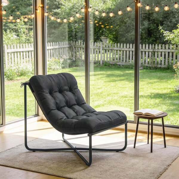 Outsunny Poltrona lounge da esterno ergonomica con cuscino delicato sulla pelle Seduta ampia Telaio in acciaio Grigio scuro | Aosom Italy