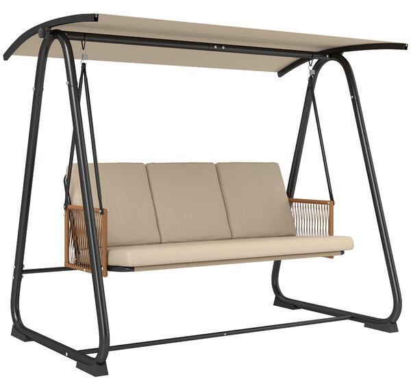 Outsunny Dondolo Hollywood, dondolo da giardino 3 posti con tenda solare regolabile cuscino rimovibile traspirante | Aosom Italy
