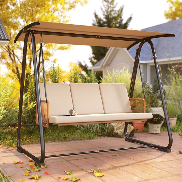 Outsunny Dondolo Hollywood, dondolo da giardino 3 posti con tenda solare regolabile cuscino rimovibile traspirante | Aosom Italy