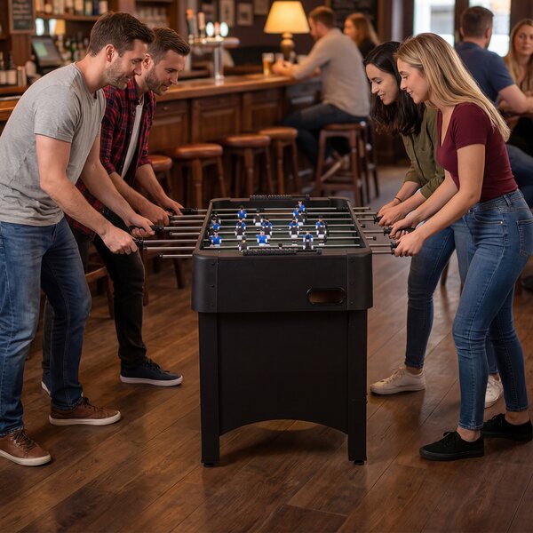 Costway Tavolo calcio balilla 22 giocatori 2 palline contatori scorrevoli, Tavolo gioco arcade bambini adulti sale giochi feste Nero