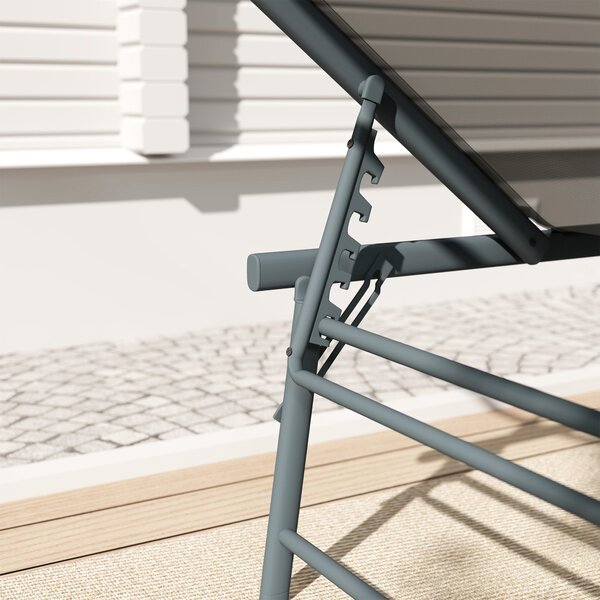 Outsunny Set di 2 lettini sedia sdraio pieghevole in textilene lettino giardino esterno inclinabile 54 x 164 x 84 cm grigio chiaro | Aosom Italy