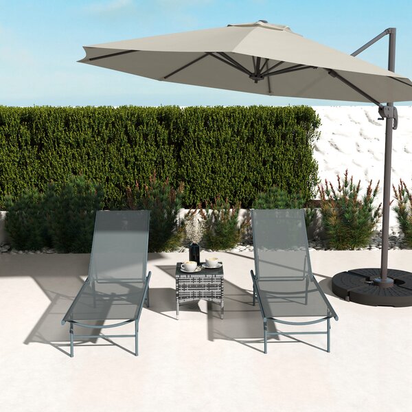 Outsunny Set di 2 lettini sedia sdraio pieghevole in textilene lettino giardino esterno inclinabile 54 x 164 x 84 cm grigio chiaro | Aosom Italy