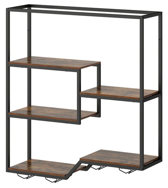 Costway Portabottiglie parete scaffale sospeso espositore bottiglie portabicchieri, Struttura metallo robusto scaffale industriale bar cucina sala pranzo