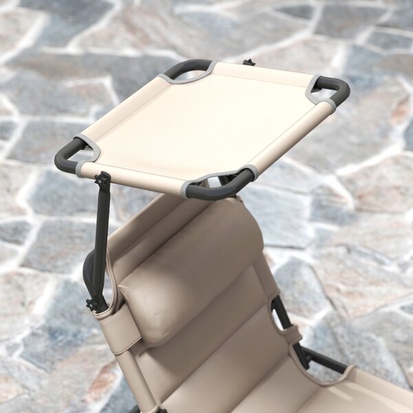 Outsunny Set da 2 lettini prendisole pieghevoli grande comfort schienale e parasole regolabili multiposizioni, kaki | Aosom Italy