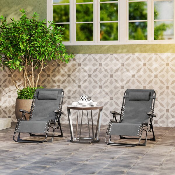 Outsunny Set di 2 lettini prendisole pieghevoli reclinabili con poggiatesta in textilene, 90 x 65 x 112 cm, grigio | Aosom Italy