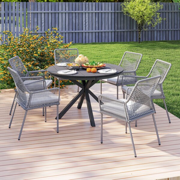 Outsunny Tavolo da pranzo da giardino rotondo Ø 118 cm struttura in alluminio per balcone, portico, patio, nero | Aosom Italy