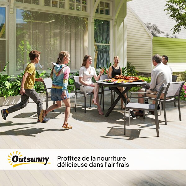 Outsunny Tavolo da pranzo da giardino rotondo Ø 118 cm struttura in alluminio per balcone, portico, patio, nero | Aosom Italy