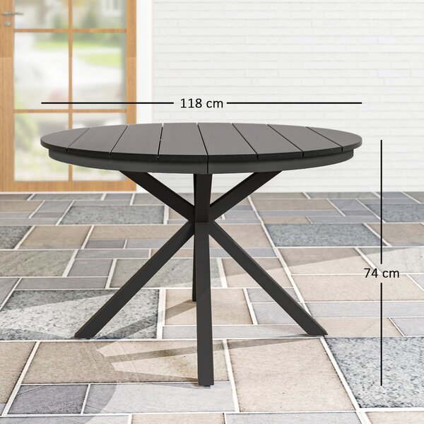 Outsunny Tavolo da pranzo da giardino rotondo Ø 118 cm struttura in alluminio per balcone, portico, patio, nero | Aosom Italy