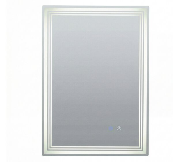 Costway Specchio bagno led regolabile rettangolare parete, Antiappannamento memoria controllo touch vetro temperato infrangibile 70x50cm