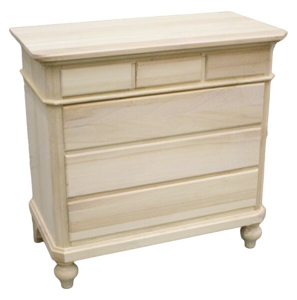 Mobili 2g - cassettiera classica 6 cassetti legno grezzo 90x45x88 (708)