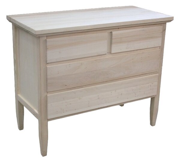 Mobili 2g - cassettiera classica 4 cassetti legno grezzo 110x51x90 (1111)