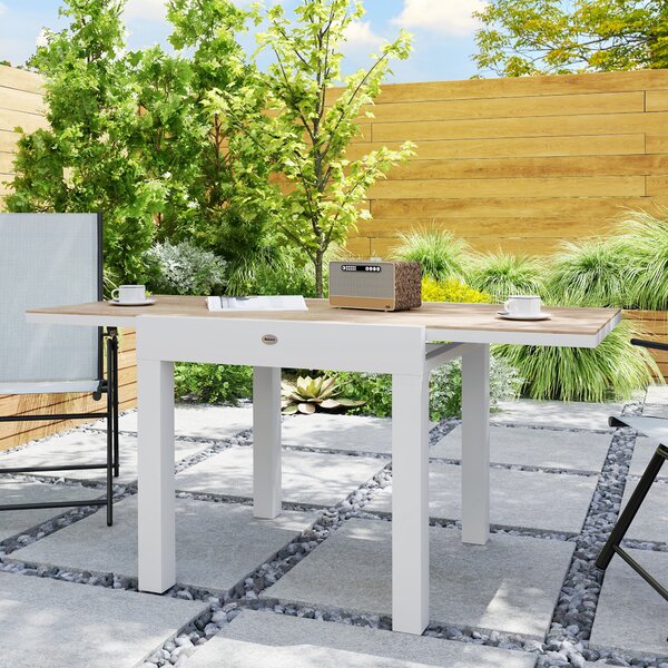 Outsunny Tavolo da pranzo da giardino allungabile per 6 persone con piano rettangolare, telaio in alluminio, 60x80x75cm | Aosom Italy