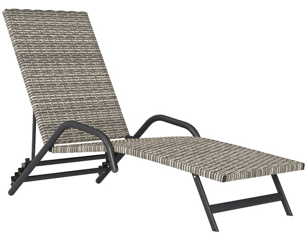 Outsunny Lettino prendisole sdraio in resina intrecciata reclinabile e regolabile su 4 livelli a forma di S, 156x62x96cm marrone | Aosom Italy
