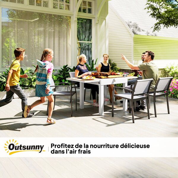 Outsunny Tavolo da pranzo da giardino allungabile per 6 persone con piano rettangolare, telaio in alluminio, 60x80x75cm | Aosom Italy