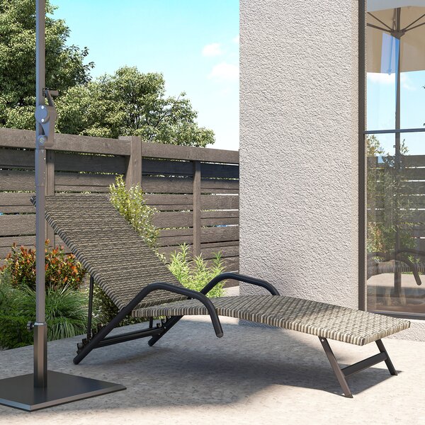 Outsunny Lettino prendisole sdraio in resina intrecciata reclinabile e regolabile su 4 livelli a forma di S, 156x62x96cm marrone | Aosom Italy
