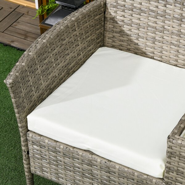 Outsunny Panca da giardino in resina intrecciata 2 posti con tavolo e cuscini - 135 x 64 x 81 cm - per balcone e terrazza nero | Aosom Italy