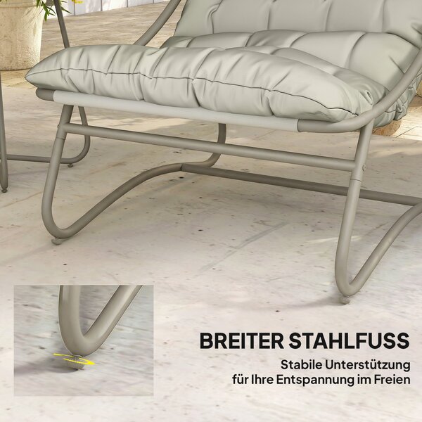 Outsunny Set mobili da balcone 3 pezzi set da giardino con tavolo cuscini struttura in acciaio piedini regolabili, traspirante Grigio chiaro | Aosom Italy