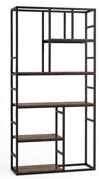 Costway Libreria a 5 ripiani con struttura metallica e mensola aperta, Organizzatore moderno per soggiorno ufficio camera da letto 180 cm