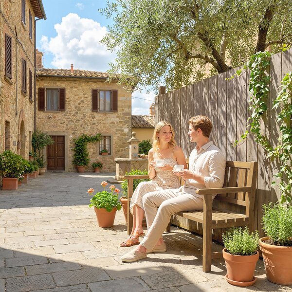 Outsunny Panca da Giardino 3 Posti Impermeabile in Legno con Schienale e Braccioli, Panca in Legno Portata 360 kg Teak | Aosom Italy
