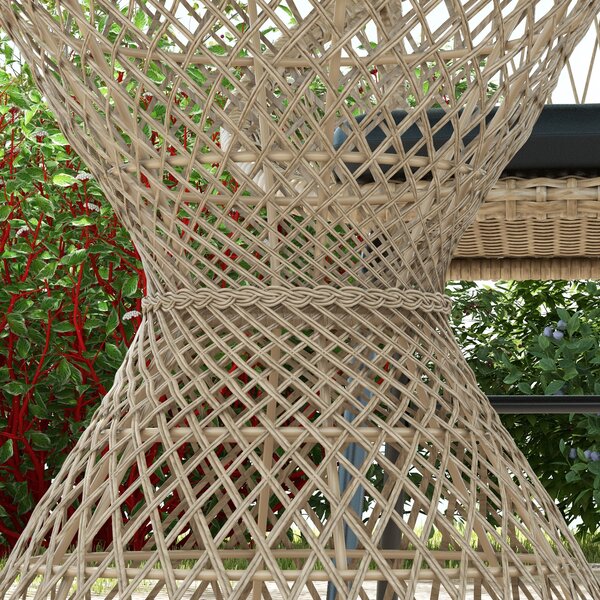 Outsunny Tavolino laterale design Boho, piano in vetro, PE-Rattan, 45 cm x 45 cm x 52 cm, Naturale | Aosom Italy