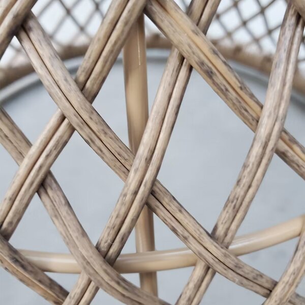 Outsunny Tavolino laterale design Boho, piano in vetro, PE-Rattan, 45 cm x 45 cm x 52 cm, Naturale | Aosom Italy