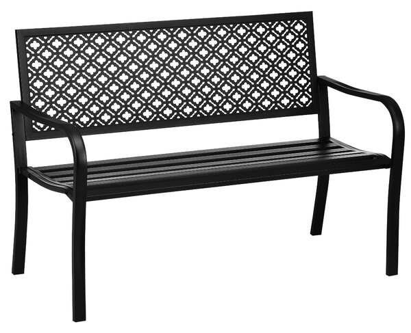 Outsunny Panchina in metallo, 2 posti, motivo floreale, resistente alle intemperie, 127 x 63 x 83 cm, Nero | Aosom Italy