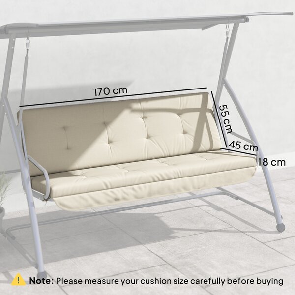 Outsunny Set cuscini per dondolo Hollywood 170 cm - Cuscino seduta per panca a dondolo da giardino, schienale e laterali, Beige | Aosom Italy