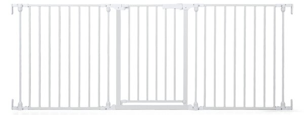 Costway Cancello per bambini per scale e porte in metallo a 3 pannelli, Cancello di sicurezza per animali con montaggio a parete e doppia chiusura Bianco
