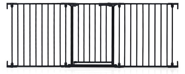Costway Cancello per bambini per scale e porte in metallo a 3 pannelli, Cancello di sicurezza per animali con montaggio a parete e doppia chiusura Nero