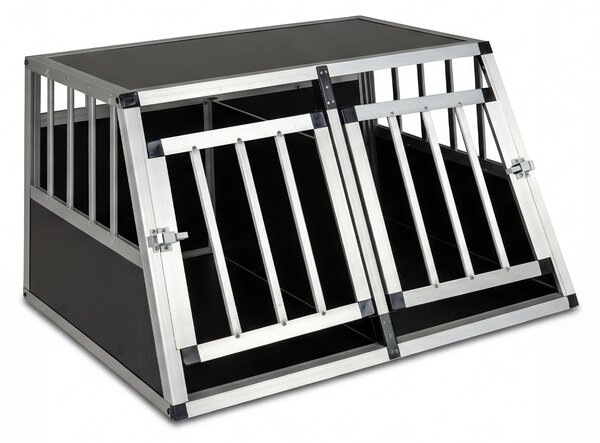 Costway Gabbia da viaggio per cani in alluminio con porta bloccabile divisorio rimovibile e design trapezoidale, Gabbia antimorso per cuccioli di piccola taglia