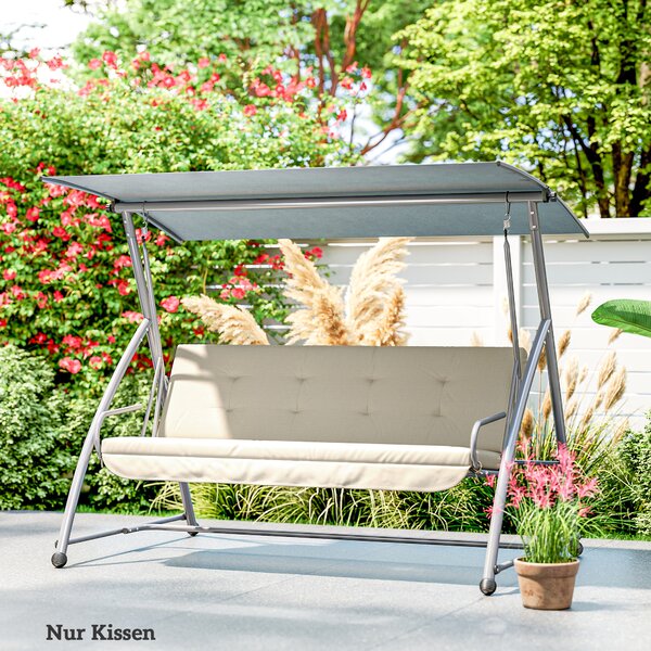 Outsunny Set cuscini per dondolo Hollywood 170 cm - Cuscino seduta per panca a dondolo da giardino, schienale e laterali, Beige | Aosom Italy