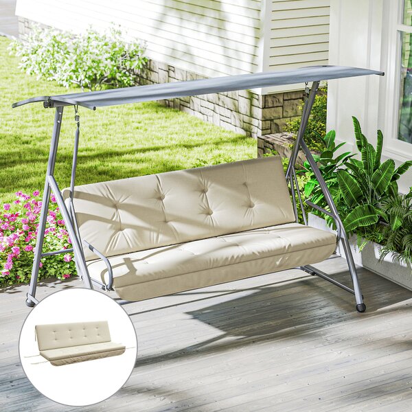 Outsunny Set cuscini per dondolo Hollywood 170 cm - Cuscino seduta per panca a dondolo da giardino, schienale e laterali, Beige | Aosom Italy