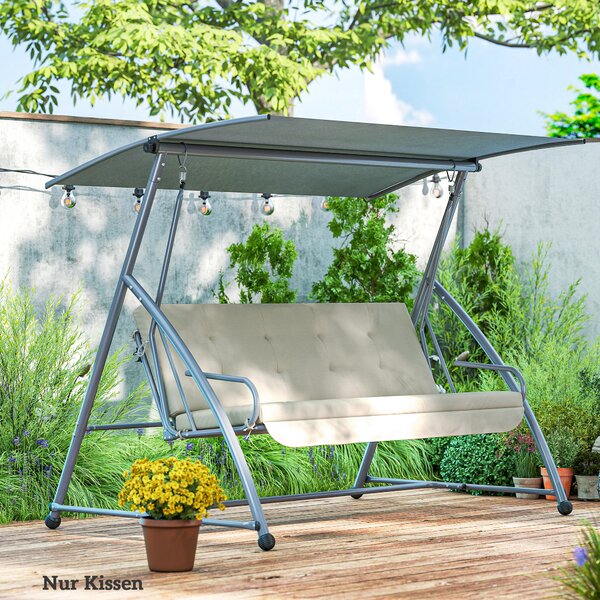 Outsunny Set cuscini per dondolo Hollywood 170 cm - Cuscino seduta per panca a dondolo da giardino, schienale e laterali, Beige | Aosom Italy