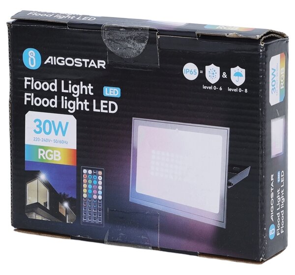 Aigostar - Proiettore LED RGB dimmerabile 30W 230V IP65 con telecomando