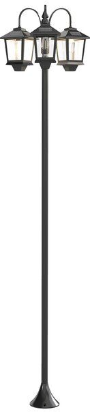Outsunny Lampione solare da esterno a 3 teste, lampione da giardino, illuminazione LED, sensore automatico crepuscolo-alba, nero | Aosom Italy