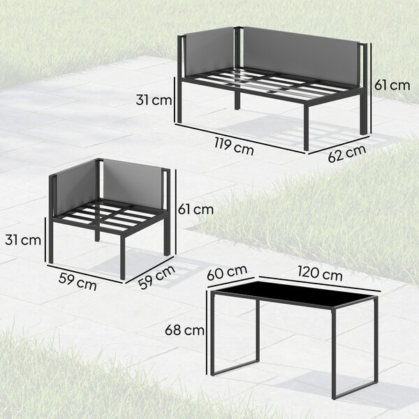 Outsunny Salotto da Giardino Divano ad Angolo Esterno 6 Pezzi Cuscini 10 cm Tavolo Alto e 2 Poggiapiedi Grigio | Aosom Italy