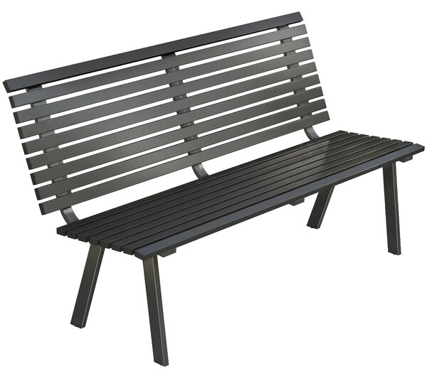 Outsunny Panca da giardino 3 posti resistente alle intemperie in metallo, panca da esterno con seduta ampia e design a lamelle, fino a 240 kg 154 x 68 x 88 cm | Aosom Italy