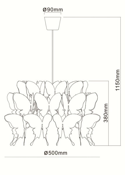 Lampadario per cameretta FARFALLA 1xE27/60W/230V rosa