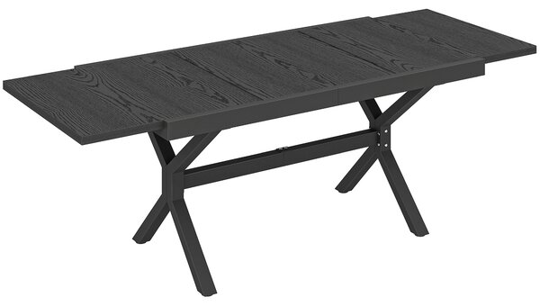 Outsunny Tavolo da Giardino Allungabile Alluminio Tavolo da Pranzo Esterno Effetto Legno 8-10 Persone 214x85x73cm Grigio Antracite | Aosom Italy