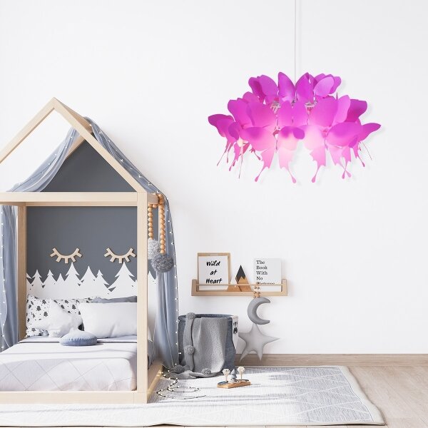 Lampadario per cameretta FARFALLA 1xE27/60W/230V rosa