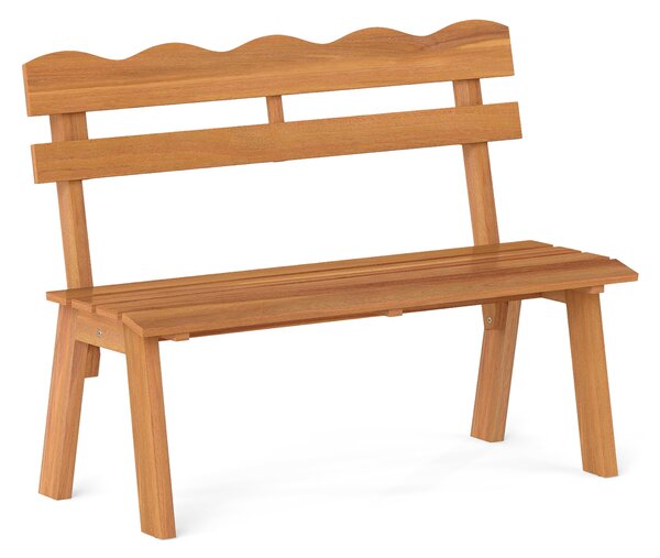 Costway Panchina da giardino in legno di acacia per 2 persone con schienale ondulato, Panca esterno a doghe portata 360 kg