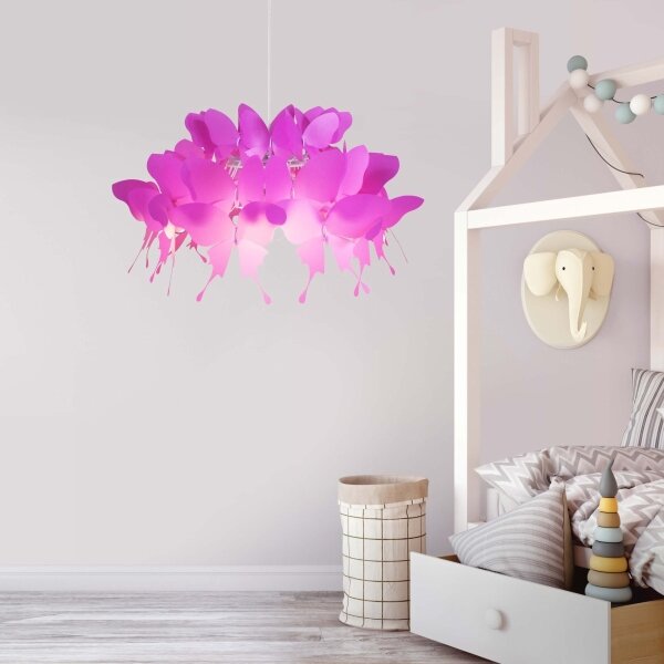 Lampadario per cameretta FARFALLA 1xE27/60W/230V rosa