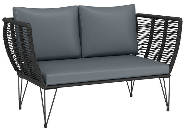 Outsunny Divano da giardino con cuscini 2 posti Divano outdoor Divano per balcone Divano in rattan Polyrattan Mobili da giardino 123 x 67 x 72 cm Grigio chiaro | Aosom Italy