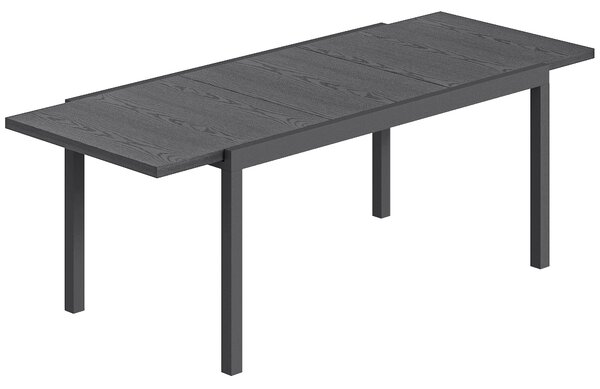 Outsunny Tavolo da Giardino Allungabile Piano in Alluminio Effetto Legno Gambe Regolabili 8-10 Persone 214x85x75cm Grigio Antracite | Aosom Italy