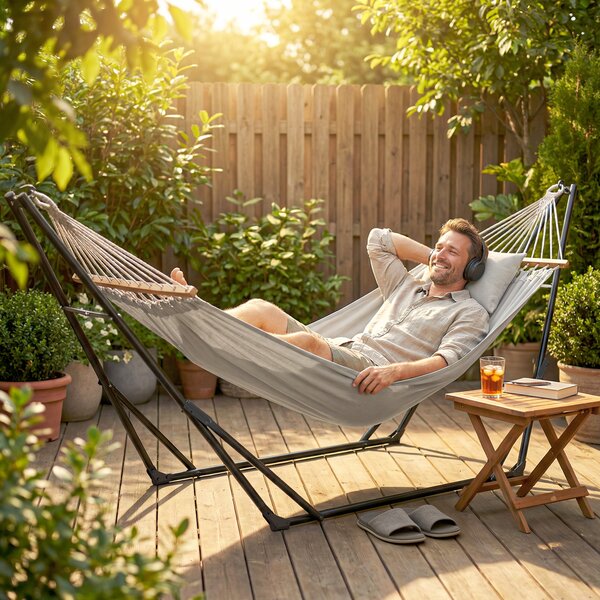 Outsunny Supporto per Amaca 290 cm, Telaio in Acciaio Pieghevole, Portatile e Regolabile con Borsa da Trasporto, Nero | Aosom Italy
