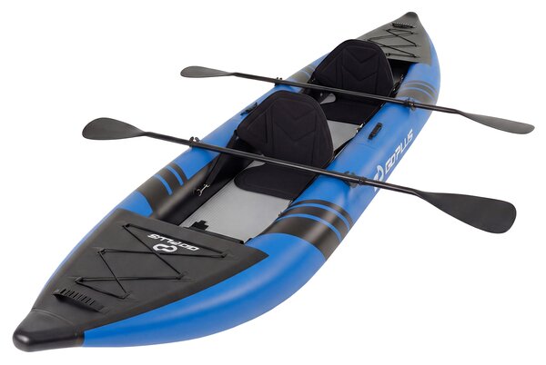 Costway Set kayak gonfiabile per 2 persone con sedili imbottiti e poggiapiedi regolabili, Kayak portatile da pesca e touring 381 cm Blu