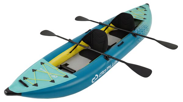 Costway Set kayak gonfiabile per 2 persone con sedili imbottiti e poggiapiedi regolabili, Kayak portatile da pesca e touring 381 cm Verde petrolio