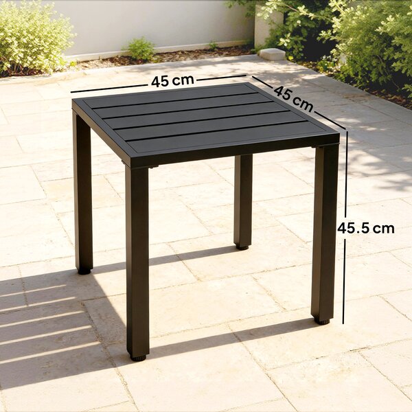 Outsunny Tavolo da giardino quadrato, tavolo per terrazza, struttura in metallo, interno ed esterno, per balcone, veranda, patio, nero | Aosom Italy