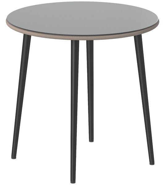 Outsunny Tavolo da giardino in acciaio Tavolo da buffet con telaio in acciaio, bordo in PE-Rattan, piedini regolabili, 4 persone 80 x 80 x 74 cm Grigio | Aosom Italy